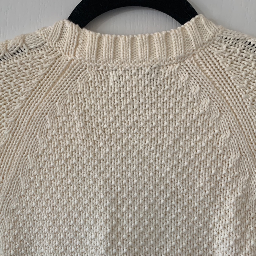 NWOT BANANA REPUBLIC Winter White Crochet Deep V-Neck Cardigan Sweater Size S - Picture 11 of 13